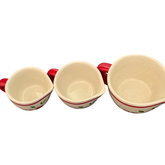 Cracker Barrel Measuring Cups Set Of 4 Apple Design Susan Winget Ceramic - Picture 10 of 11